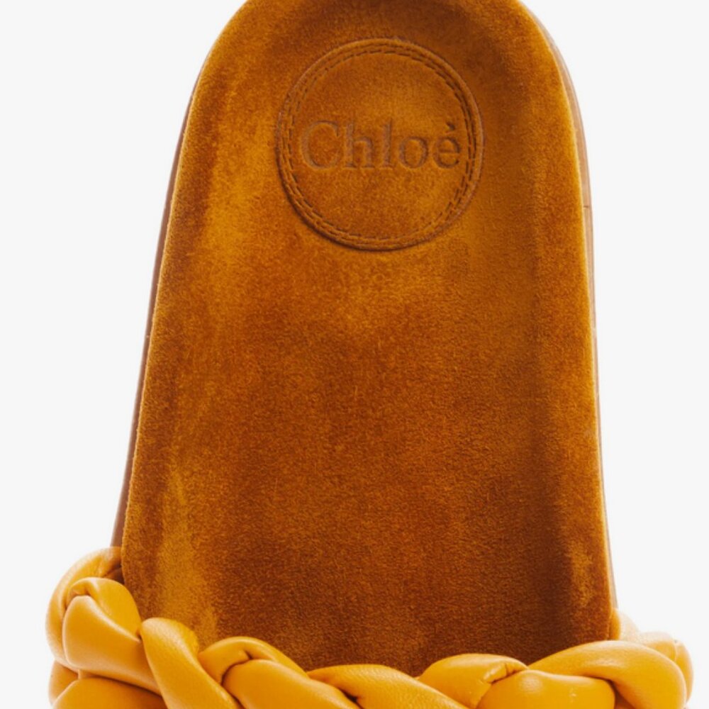 Chloe Kacey Braided Leather Slide Sandal Saffron Orange 38W NEW *BOX DAMAGE* - Picture 5 of 14